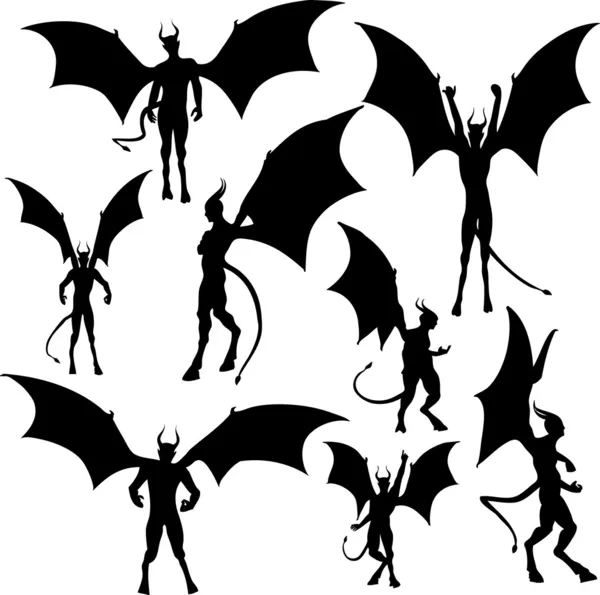 Devil silhouettes — Stock Vector