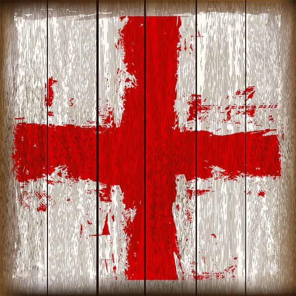 Cruz Grunged English de San Jorge Bandera sobre tablones de madera — Vector de stock