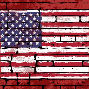bir tuğla duvar üzerine grunged ABD bayrağı