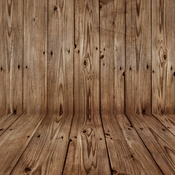空の木製の壁と床 古いインテリア グランジの背景 — ストック写真