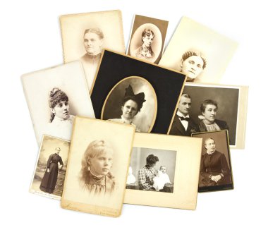 beyaz zemin üzerine antika fotoğraf kolaj