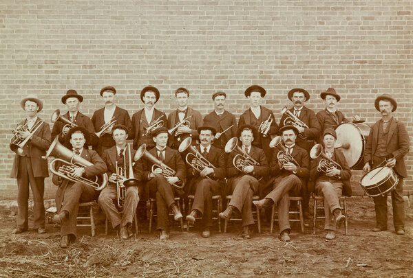 Marching Band from Kansas Vintage 1918 Photo
