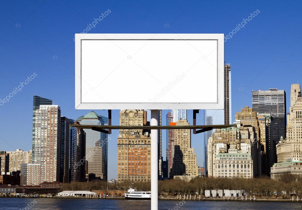 Billboard Sign Against New York City Background