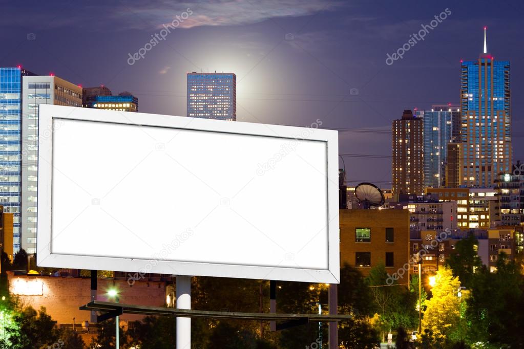 Blank Billboard Advertising Sign in Urban Cityscape