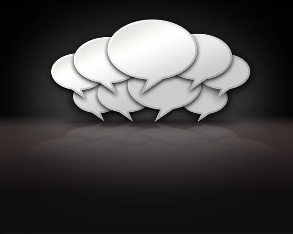 Chat Bubbles Crowd on Dark Background Stage — Stock Photo, Image