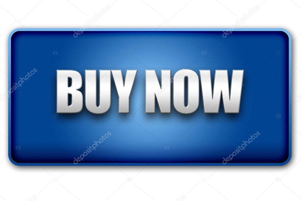 Buy Now 3D Blue Button on White Background