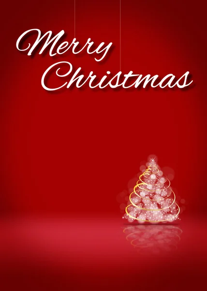 Boldog karácsonyfa 3d kártya háttér színpad — Stock Fotó