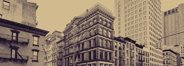 Παλιά Ιστορικά Κτίρια Στην Τραϊμπέκα Νέα Υόρκη Ξεθωριασμένο Αποτέλεσμα Χρώμα — Φωτογραφία Αρχείου