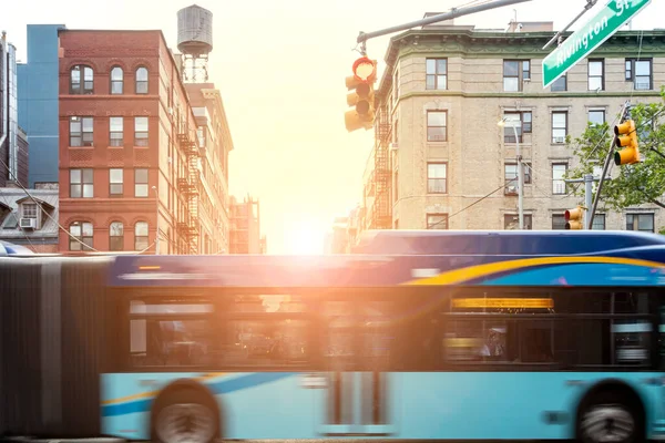 Nyc Bus Driving Rivington Street Lower East Side Neighborhood New — Stock Photo, Image