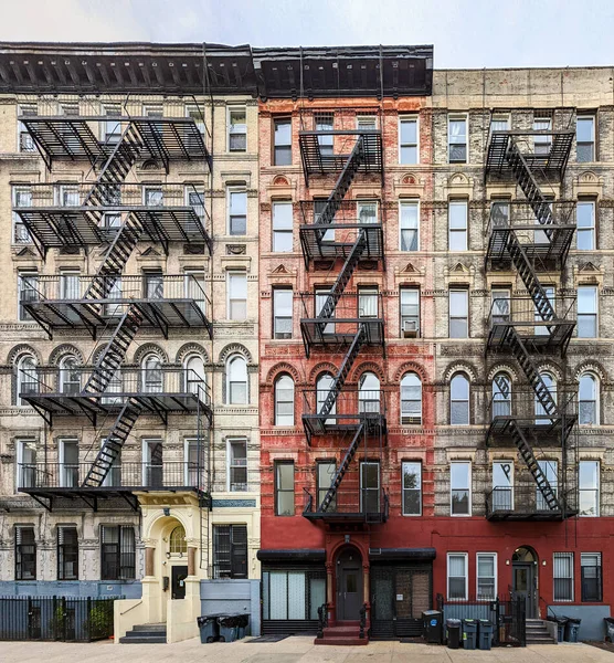 Exterior View Old Apartment Buildings Fire Escapes East Village Neighborhood — Stock Photo, Image