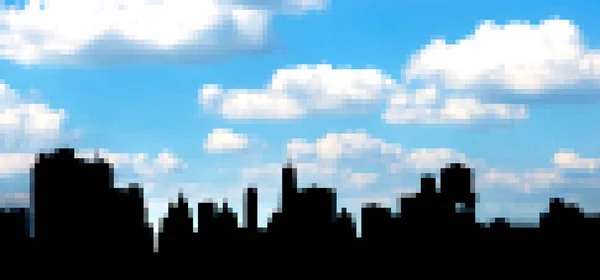 New York City Panoramic Skyline Buildings Pixelated Bit Digital Effect — ストック写真