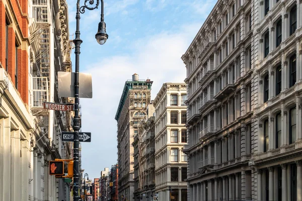 Old Buildings Intersection Broome Wooster Streets Soho Neighborhood New York — Fotografia de Stock