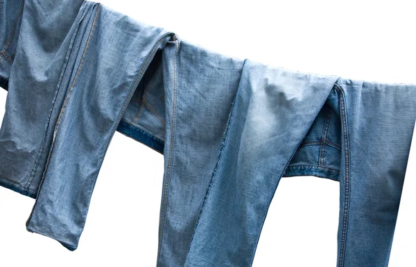 Džíny na prádelní šňůře — Stock fotografie
