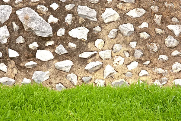 Paredes de tijolo e grama . — Fotografia de Stock