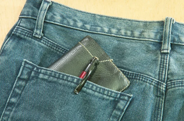 Blue jeans back pocket — Stock Photo, Image