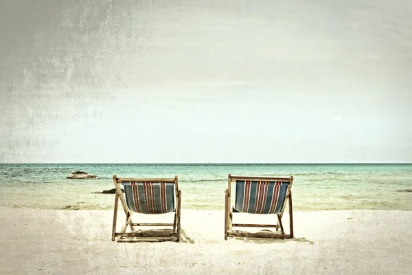 Beach chairs processed in old style — Stock Photo, Image