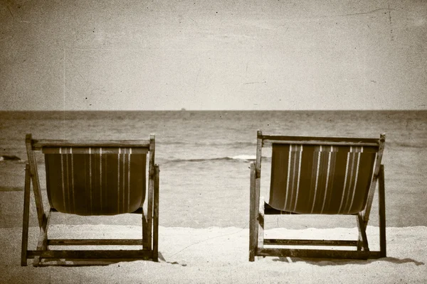 Plážové lehátko zpracovány ve starém stylu — Stock fotografie