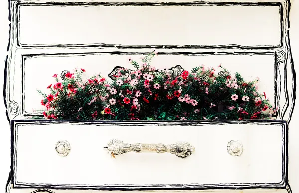 Vaso di fiori sulla parete — Foto Stock