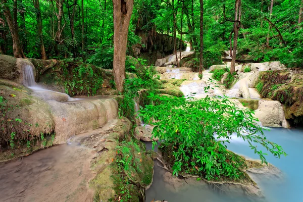 Вапняковий водоспад у тропічному лісі — стокове фото