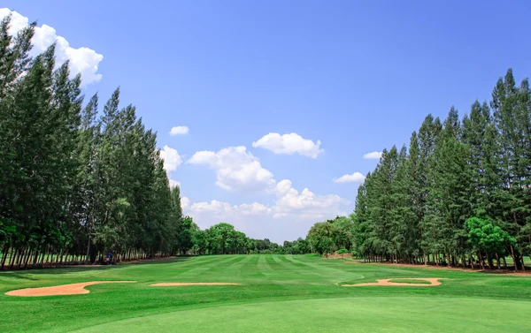 Golfbana och blå himmel — Stockfoto