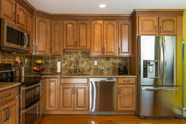 Kitchen mocha wood cabinet — Stock Photo, Image