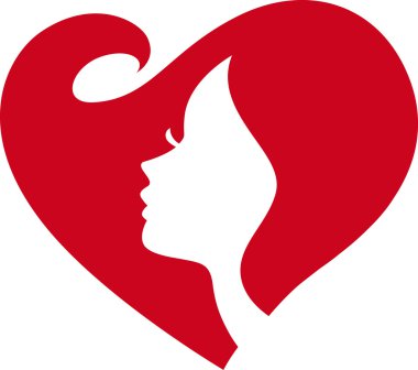 Female Silhouette Red Heart