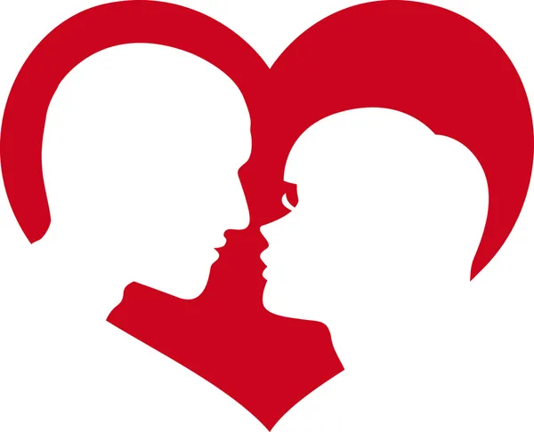 Чоловік і жінка коханці в червоному серці — стоковий вектор