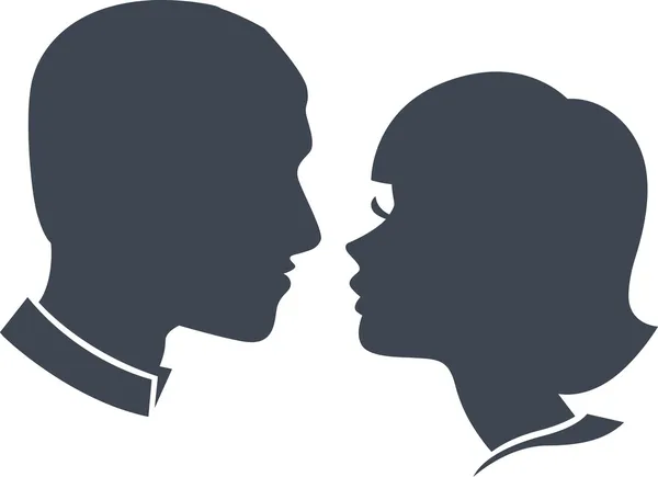 Mann und Frau Gesicht Silhouette — Stockvektor