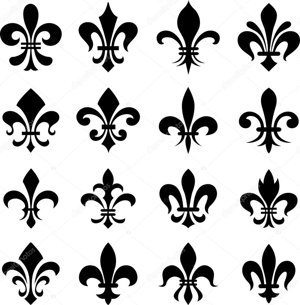 Jeu de symboles classiques de fleur de lys \u2014 Image vectorielle 15643291