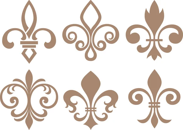 Conjunto de símbolos clásicos fleur de lys — Vector de stock