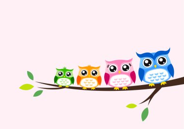 Owl family greeting clipart