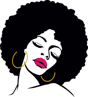 Afro saçlı hippi kadın pop art