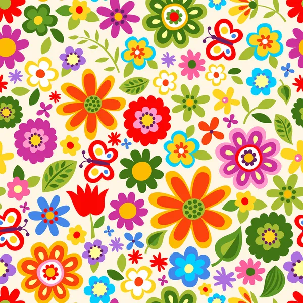 Seamless retro flower pattern — Stock Vector