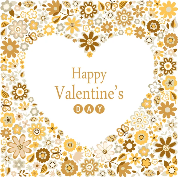 Romance heart valentines flower card — Stock Vector
