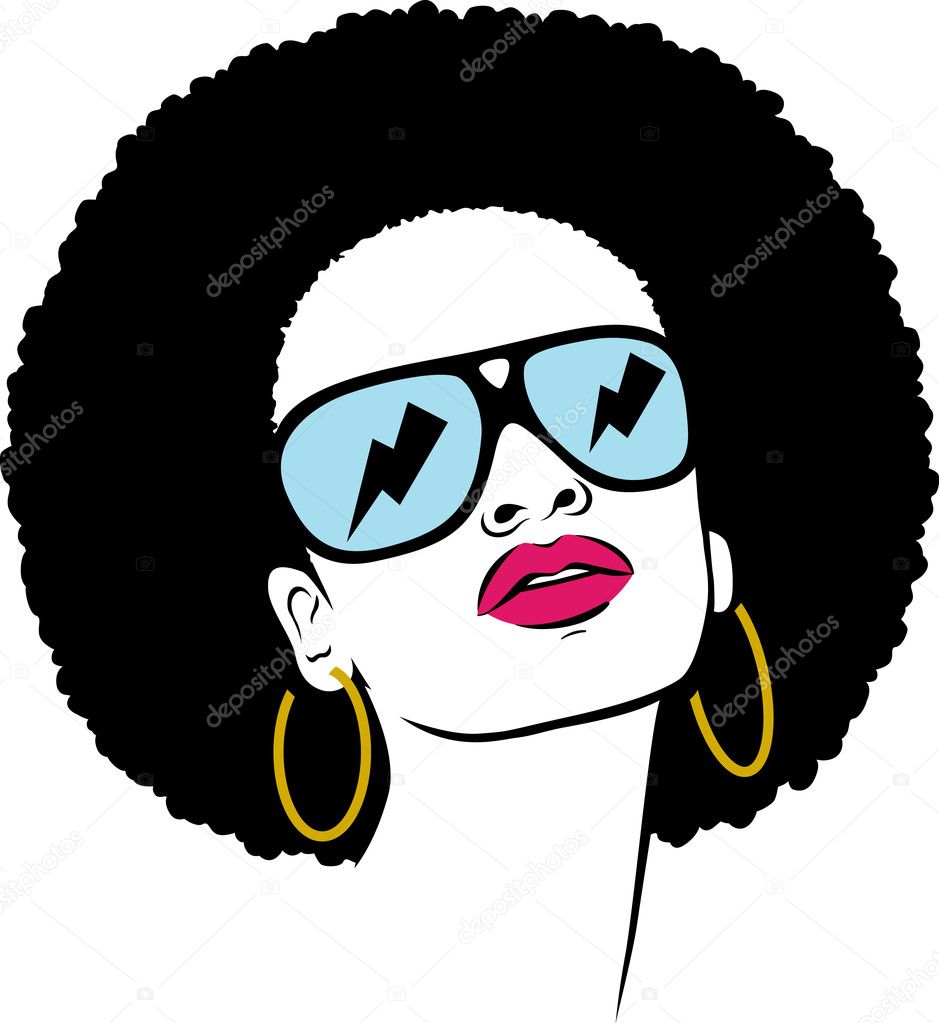 Afro hair hippie woman pop art