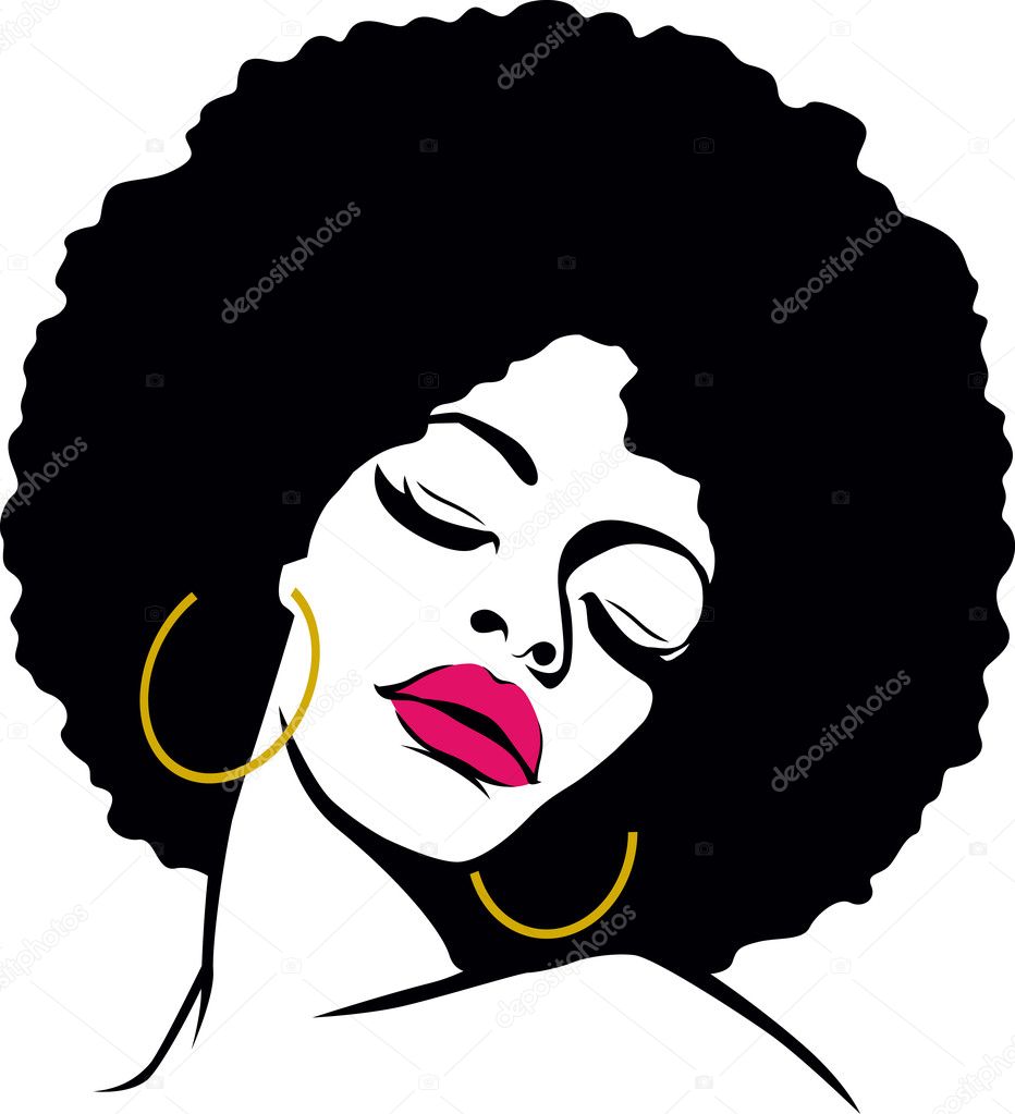 Afro hair hippie woman pop art