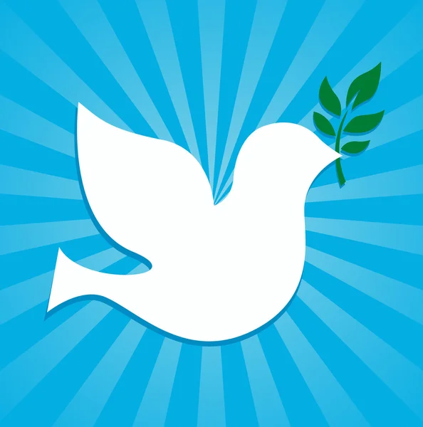 Colombe symbole de paix tenant une branche d'olivier — Image vectorielle