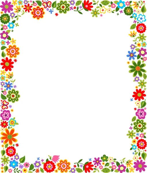 Marco de borde patrón floral — Vector de stock