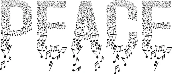 Símbolo de paz con notas musicales — Vector de stock