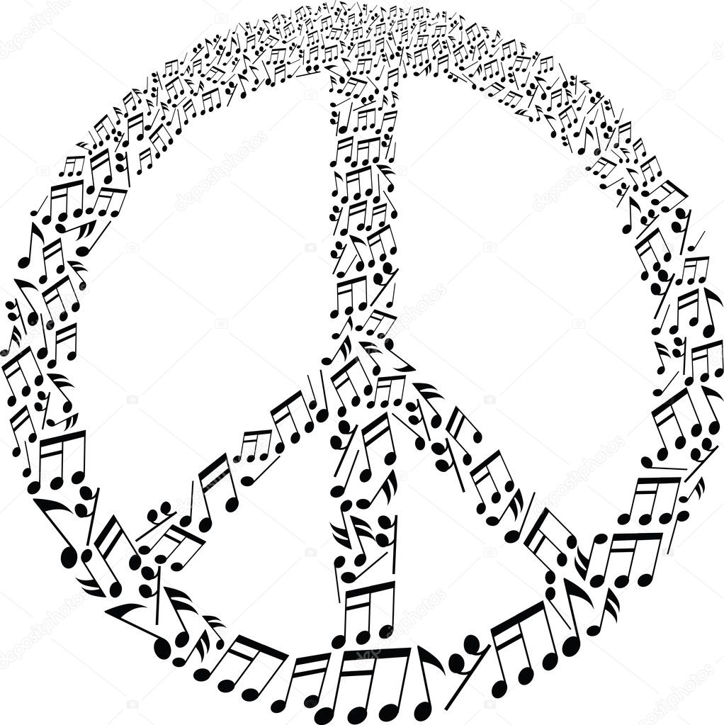 peace sign with musical notes pattern