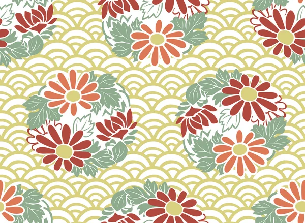 Motif floral japonais sans couture — Image vectorielle