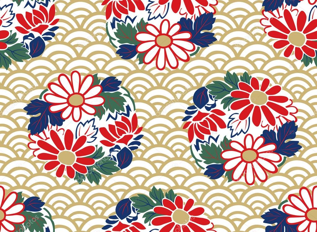 Seamless japanese floral pattern