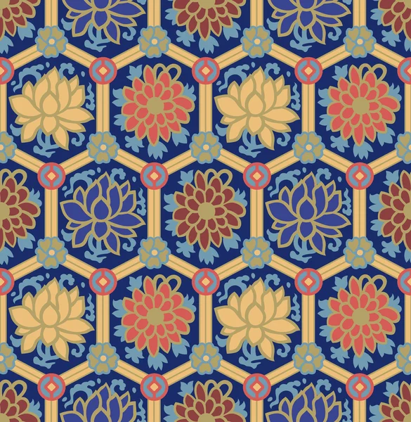 완벽 한 중국 스타일 꽃 패턴 — 스톡 벡터
