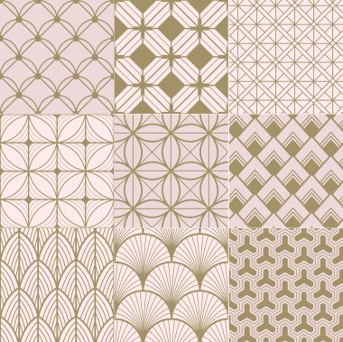 Seamless gold and pink geometric pattern