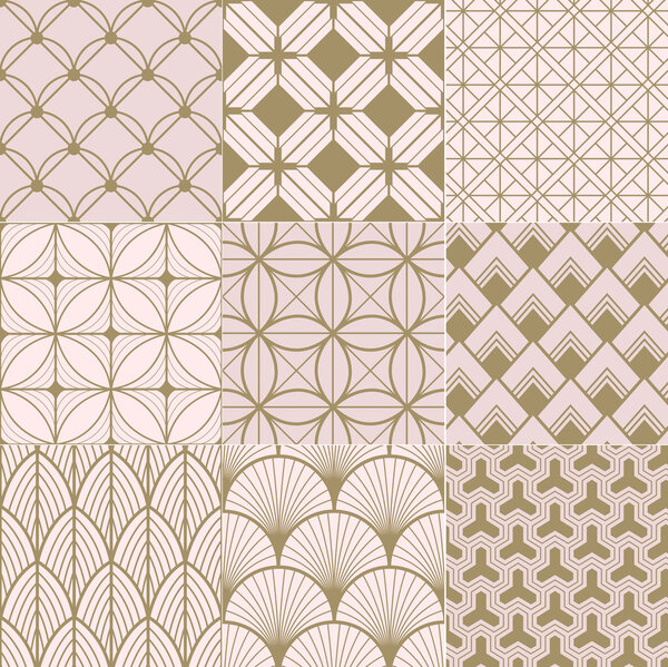 Бесшовный золотой и розовый геометрический узор
