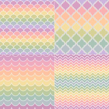 Dikişsiz pastel renkler geometrik dalga deseni