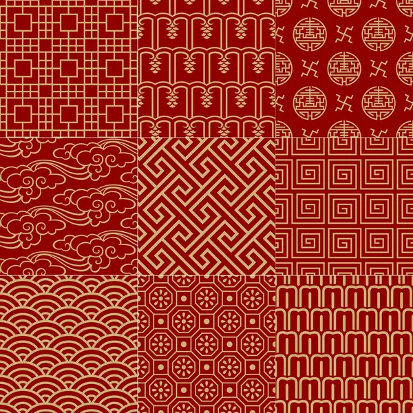 Modèle traditionnel sans couture de maille chinoise de bon augure — Image vectorielle