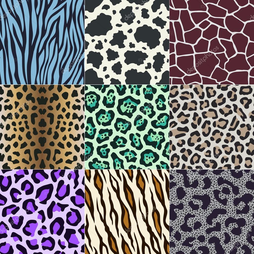 Seamless cow, zebra, panther, tiger animal skin pattern Stock Vector Image  by ©pauljune #38887615