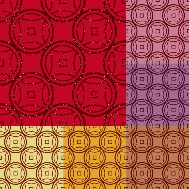 Dikişsiz Çin paraları parlak dokulu deseni