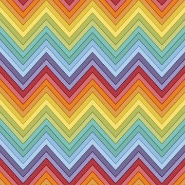 Dikişsiz retro gökkuşağı renkleri yatay moda chevron desen